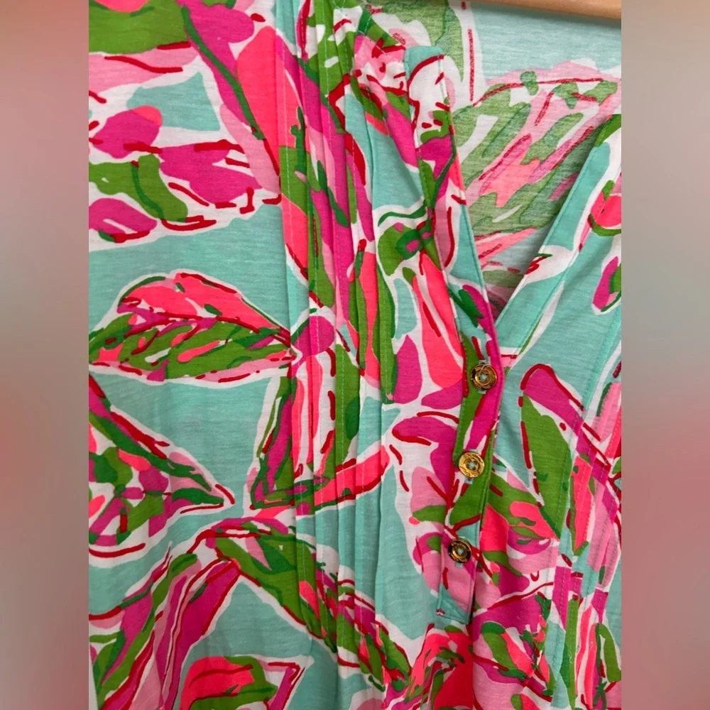 Lily Pulitzer Sarasota Floral Pintuck Tunic Size Medium - Picture 5 of 10